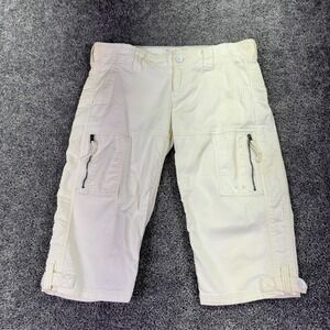 American Eagle Outfitters Pants Womens 4 White Capri Cargo Crop Pockets Logo